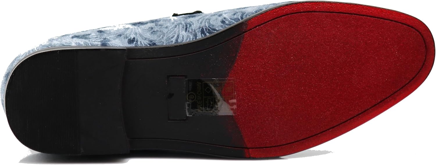 SPK35 Men's Vintage Velvet Flower Designer Dress Loafers Slip On Shoes Classic Tuxedo Dress Shoes