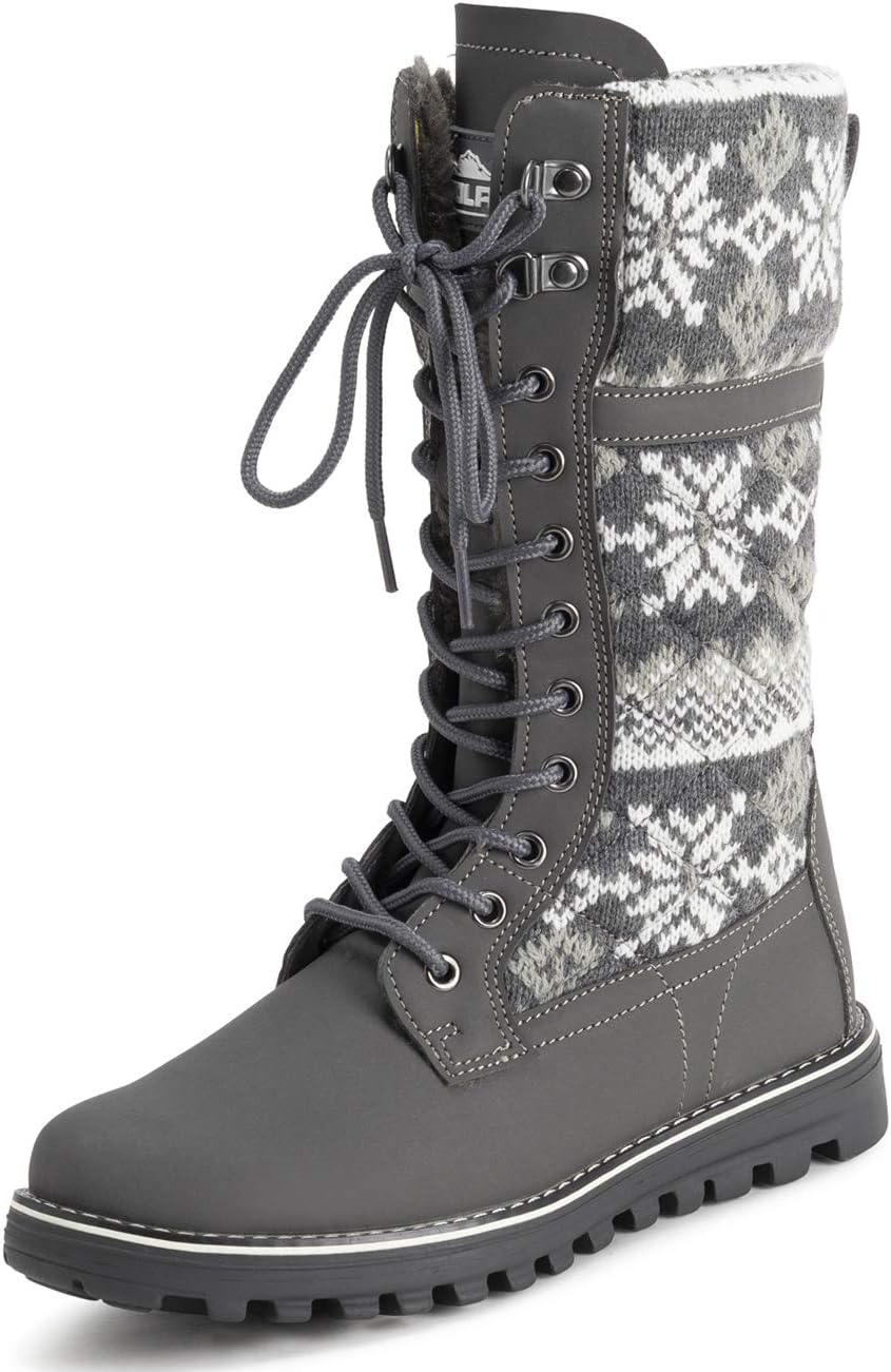 POLAR Womens Faux Fur Warm Thermal Waterproof Outdoor Walking Snow Winter Rubber Sole Calf Boots