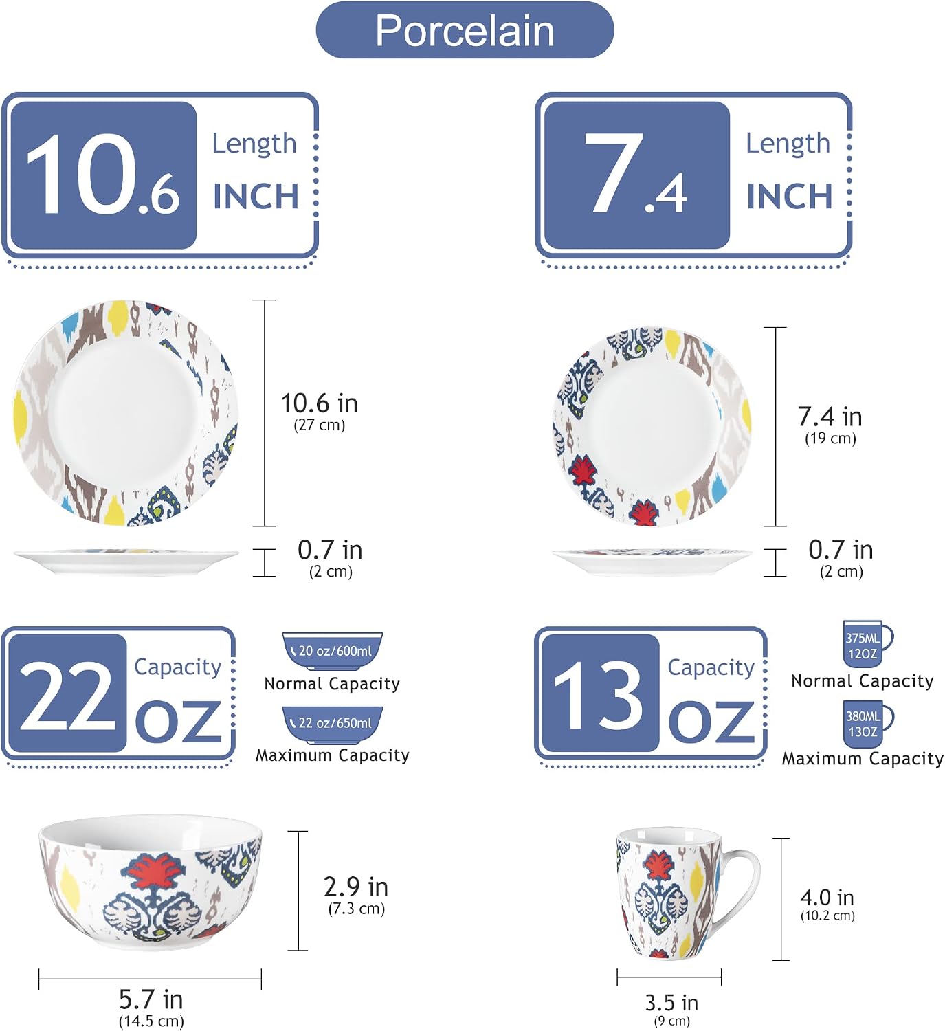 VEWEET 30 PCS Ceramic Dinnerware Sets for 6, Pink Floral Dish Set, ANNIE | Porcelain Dinner Set Including Dessert Plates, Soup Plates, Dinner Plates, Cups & Saucers, Microwave & Dishwasher Safe