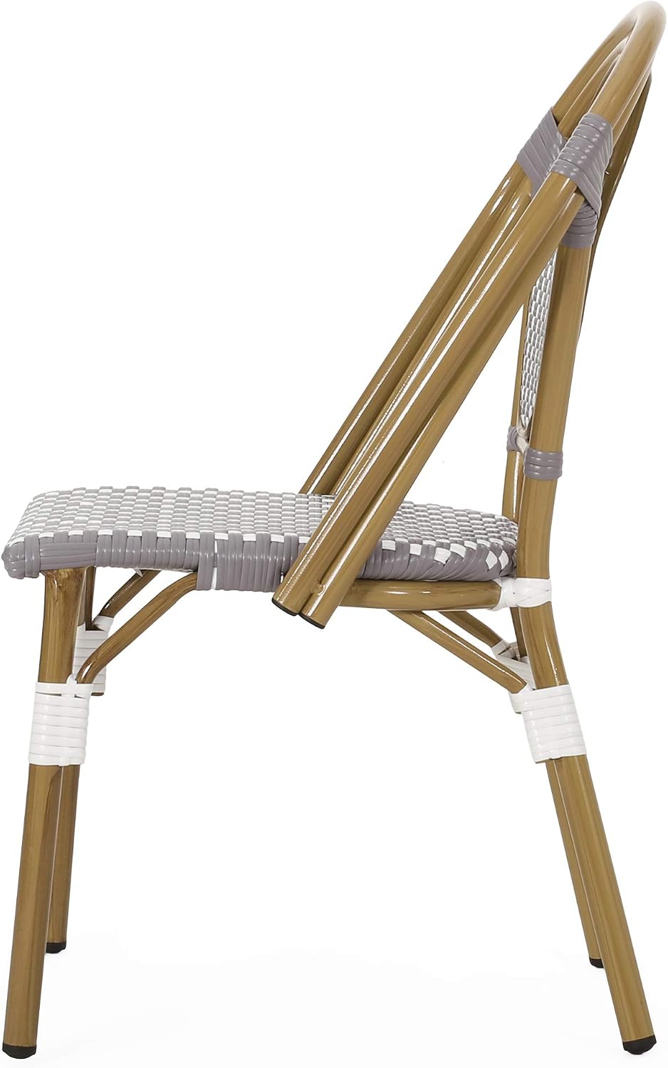 Christopher Knight Home Gwendolyn Outdoor French Bistro Chairs (Set of 4), Black + White + Bamboo Print Finish