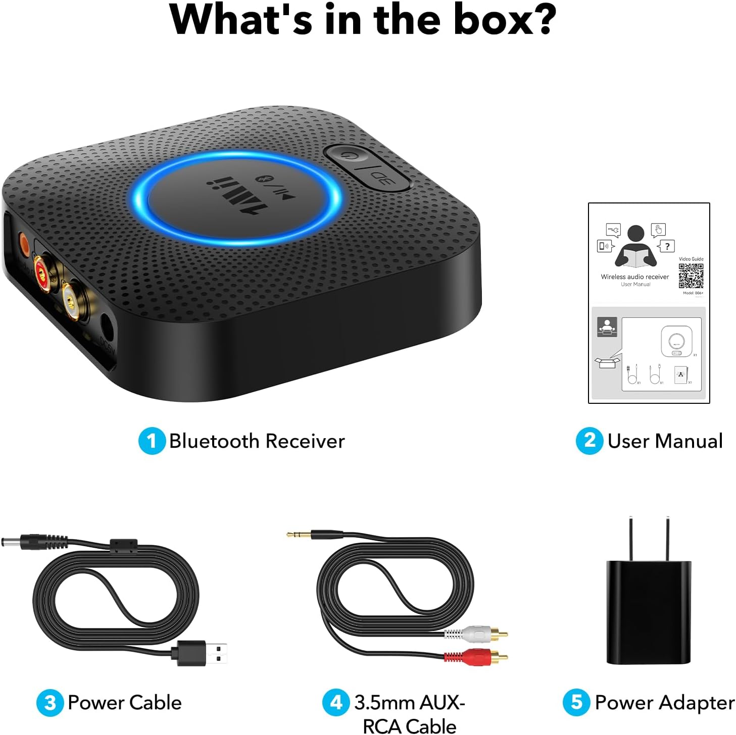 1Mii B06+ Bluetooth Receiver, Hi-Fi Wireless Audio Adapter, Bluetooth 5.3 Receiver with 3D Surround aptX HD aptX Low Latency for Home Music Streaming Stereo System