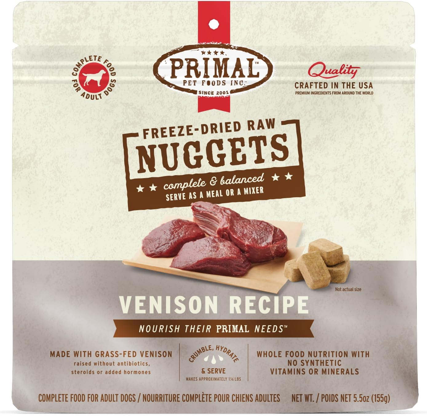 Primal Freeze Dried Raw Dog Food Nuggets, Beef, 14 oz | Complete & Balanced Nutrition, Meal, Topper or Treat, Grain-Free, High Protein, No Synthetic Vitamins & Minerals