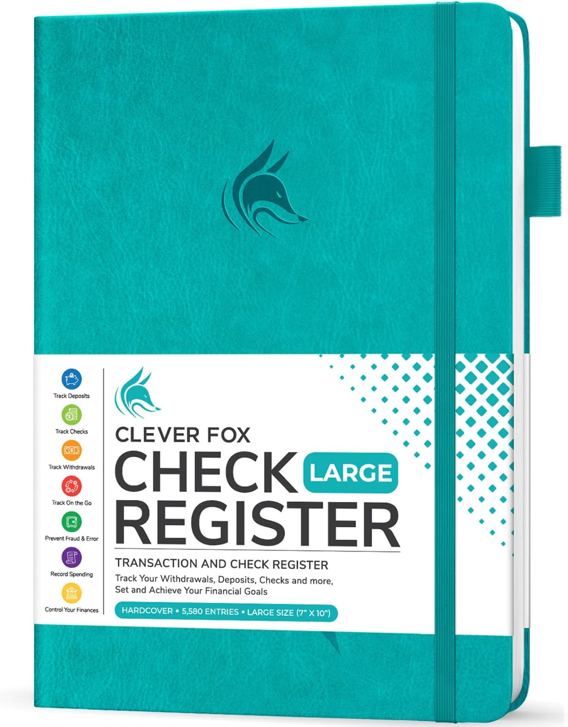 Clever Fox Check Register Book, Checkbook Ledger, 5.8x8.3 Purple