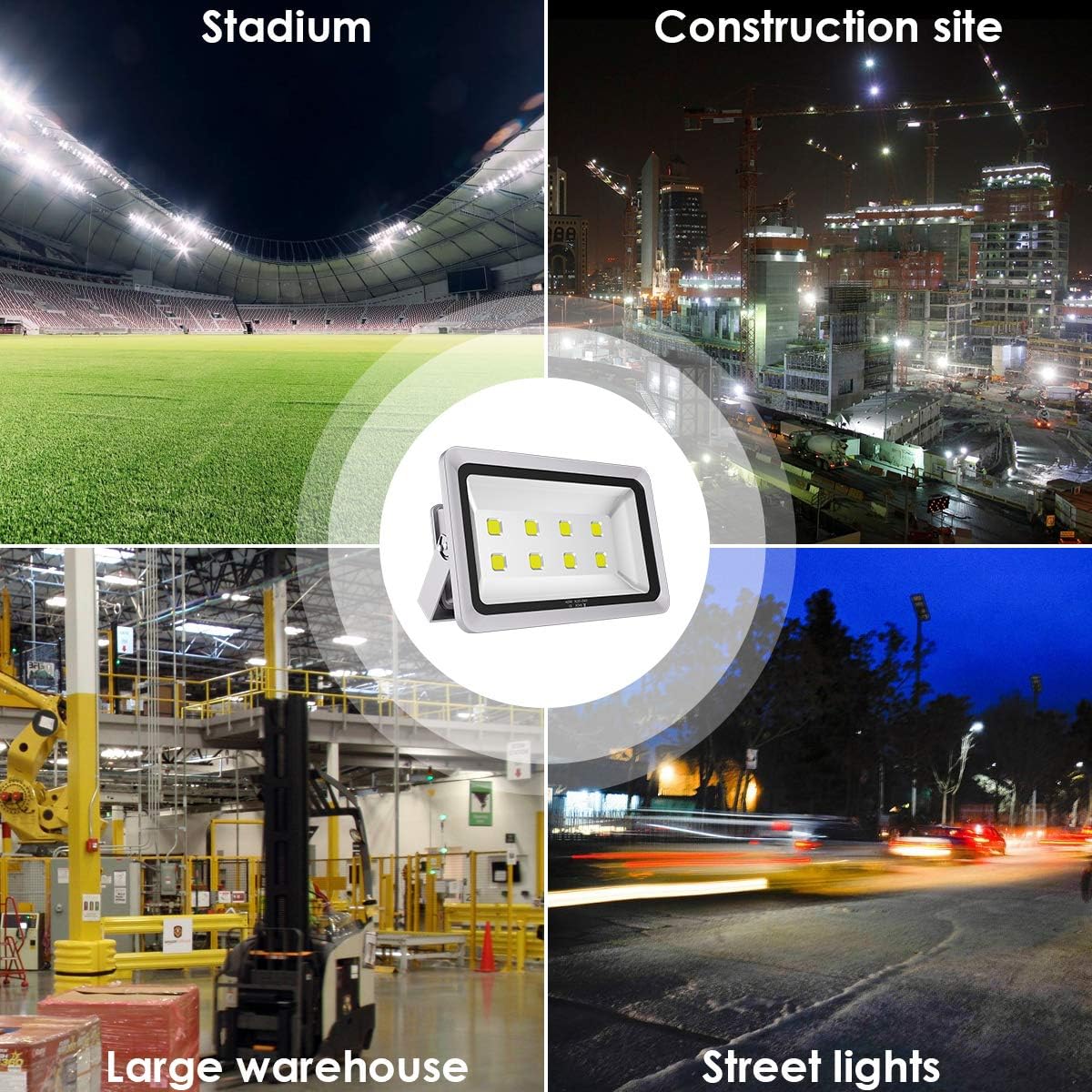 200W LED Flood Lights Outdoor, 110-285V, 20000LM Super Bright Security Light Fixture, IP66 Waterproof 6000K Daylight White，Landscape Commercial Industrial Lighting Fixtures