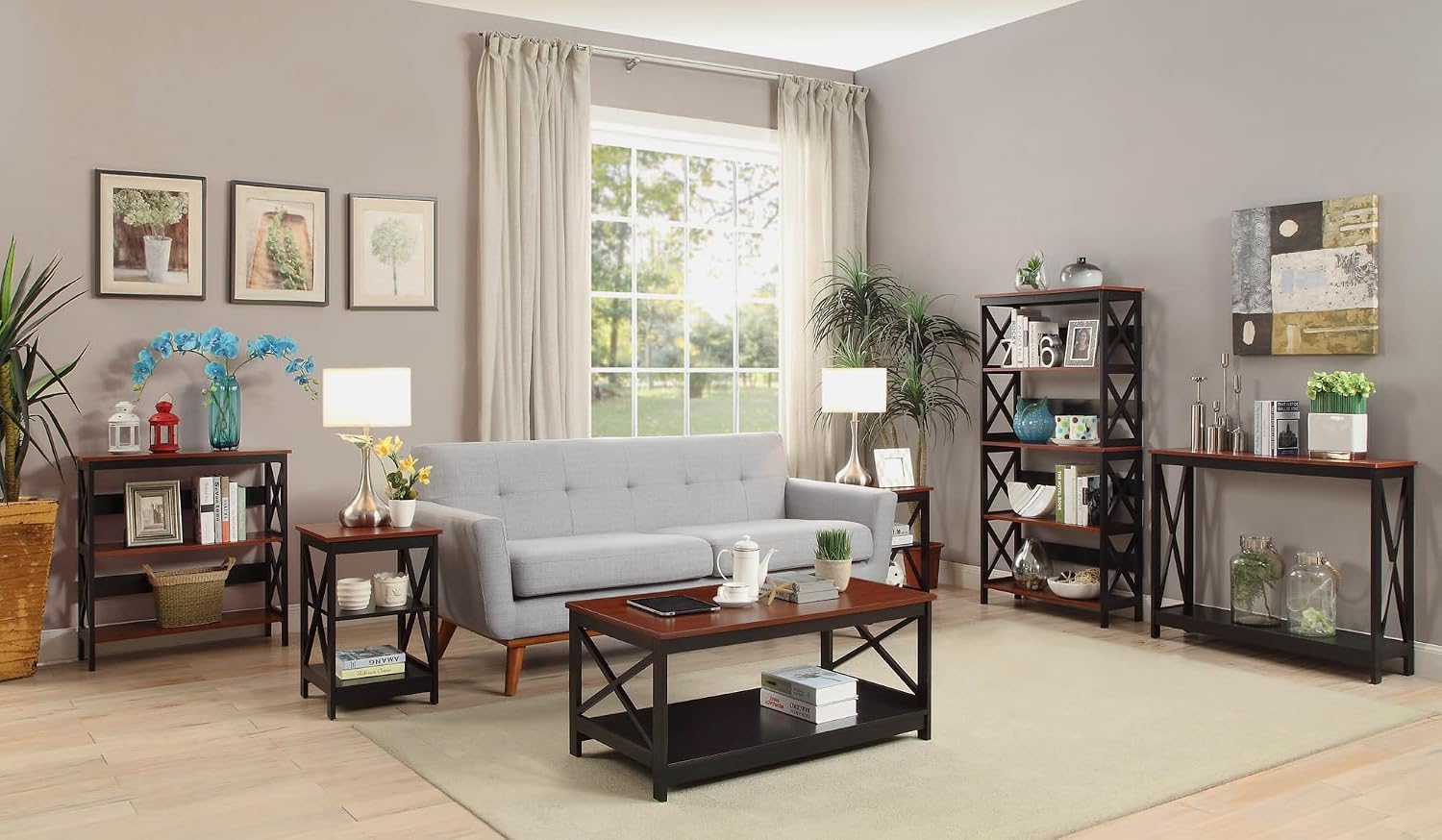 Convenience Concepts Oxford End Table 15.75" - Modern Living Room Table with Storage Shelves, Transitional Nightstand Side Table for Home Decor and Display, Espresso
