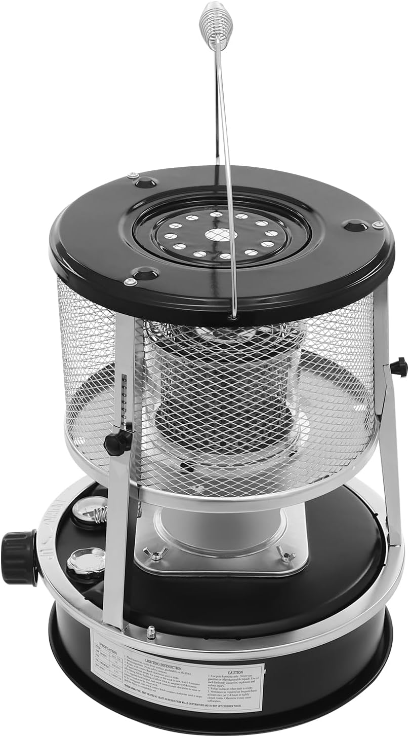 2 in 1 Portable Kerosene Heater & Stove Height Adjustable, 2600W Kerosene Stove, Non Electric Heaters for Indoor Outdoor, Emergency Oil Heater 107.64-161.46 ft²heating area for 15-17 hour(Black)