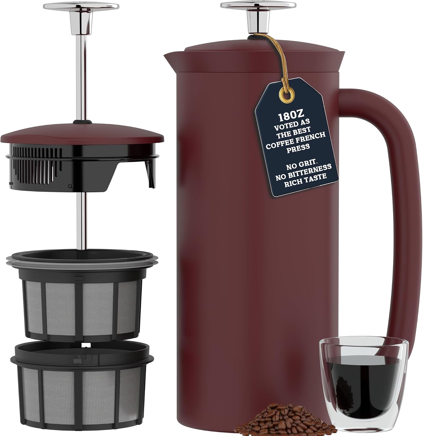ESPRO P7 French Press, 18oz, Brushed, Stainless Steel Coffee Maker | Double Filter Coffee Press, Grit-Free Coffee, Heat Resistant Insulated tea Press, Easy Hot and Cold Coffee Brewer, Tea Brewer