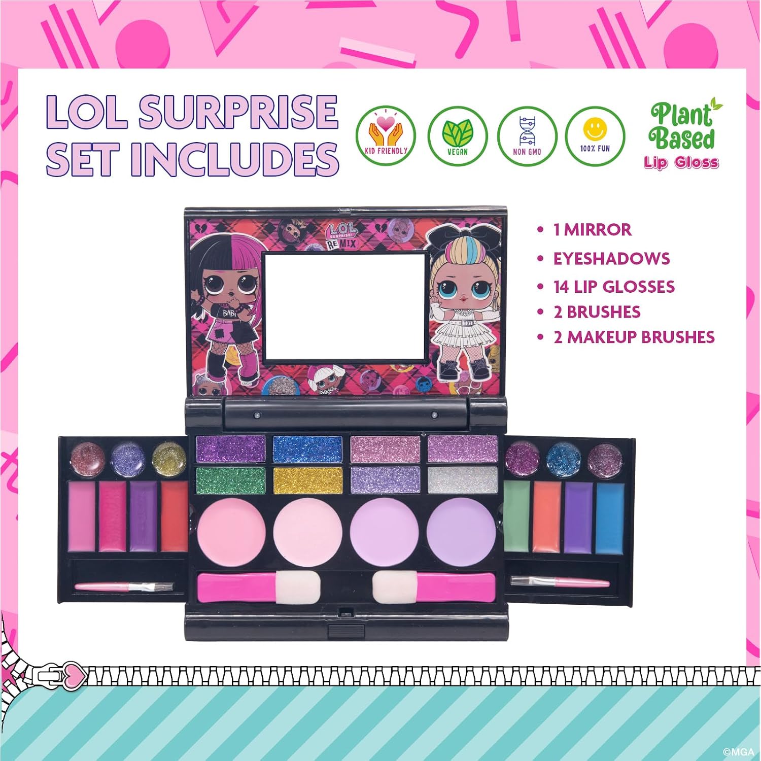 L.O.L. Surprise! Fold-Out Makeup Palette with Mirror, Lip Gloss, Eyeshadow & Blush