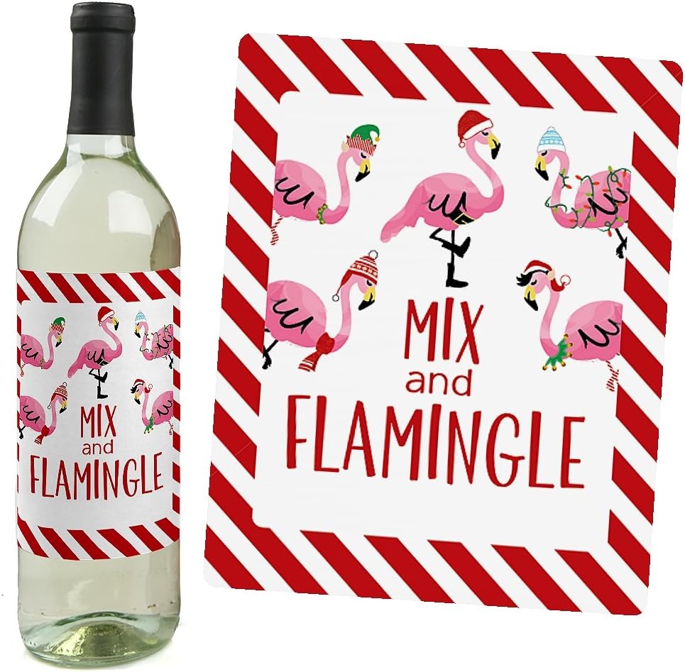 Big Dot of Happiness Ugly Sweater - Holiday and Christmas Wine Bottle Label Stickers - Set of 4