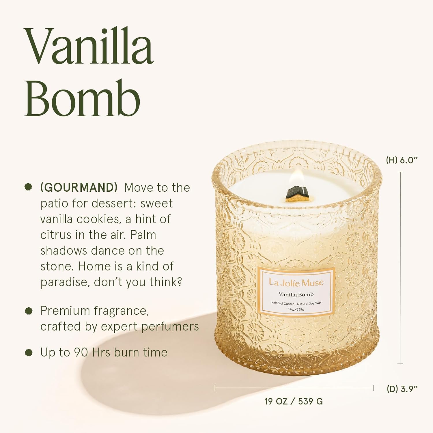 LA JOLIE MUSE Starlit Fir Pine Scented Candles for Home,19 oz Natural Soy