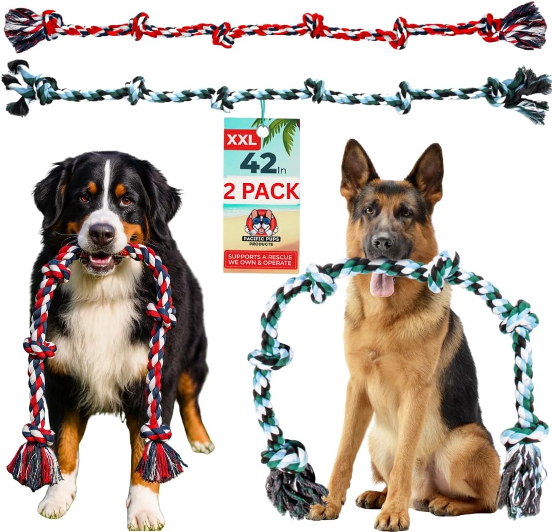 Pacific Pups Products Giant Dog Rope Toy, 42 Inch Tug of War Rope, Green