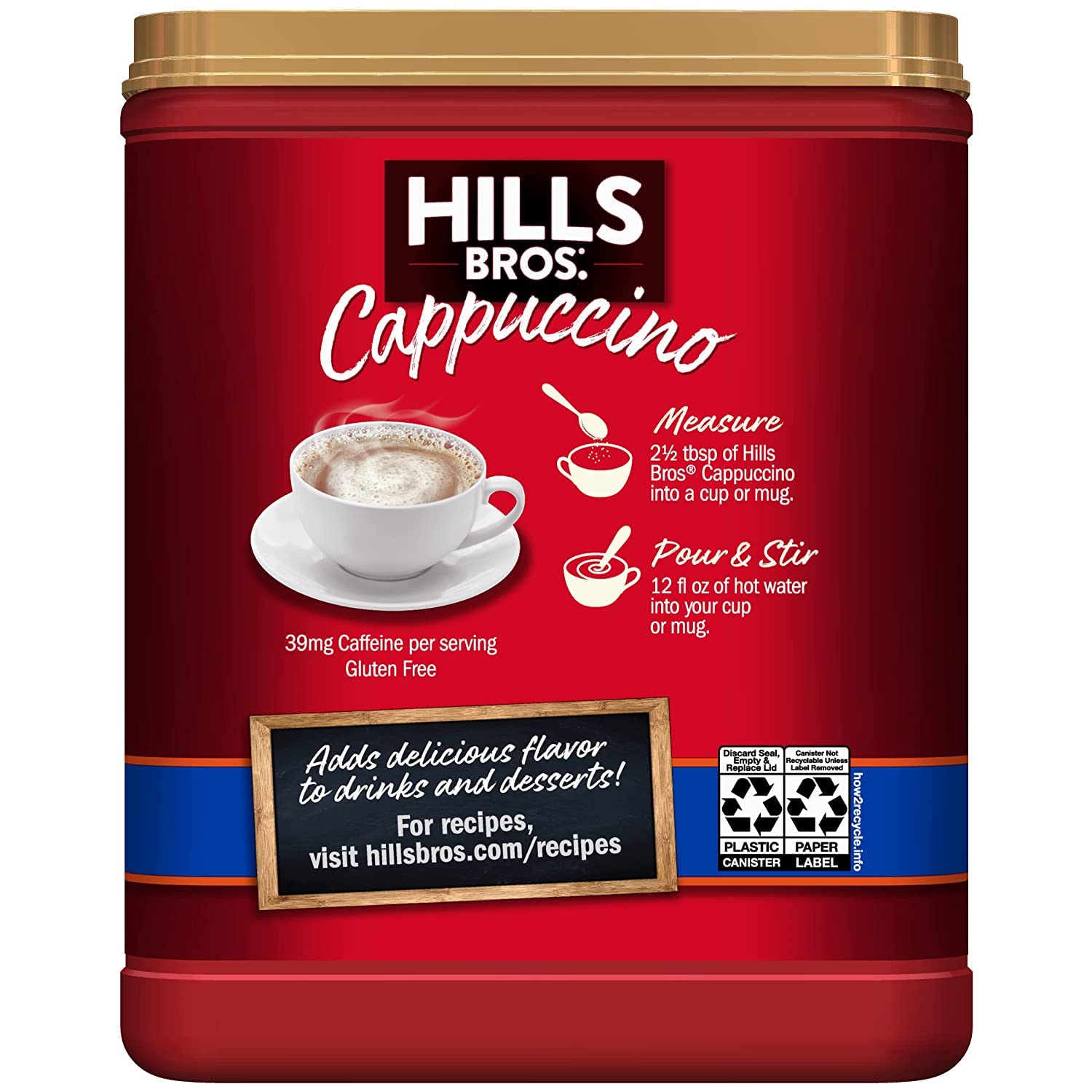 Hills Bros. Cappuccino Mix – Rich, Frothy Coffeehouse-Tasting Instant Drink Mix – Quick and Easy Preparation – Perfect for Hot & Iced Drinks & Creaming Coffee – Double Mocha, 1 Pack of 16oz