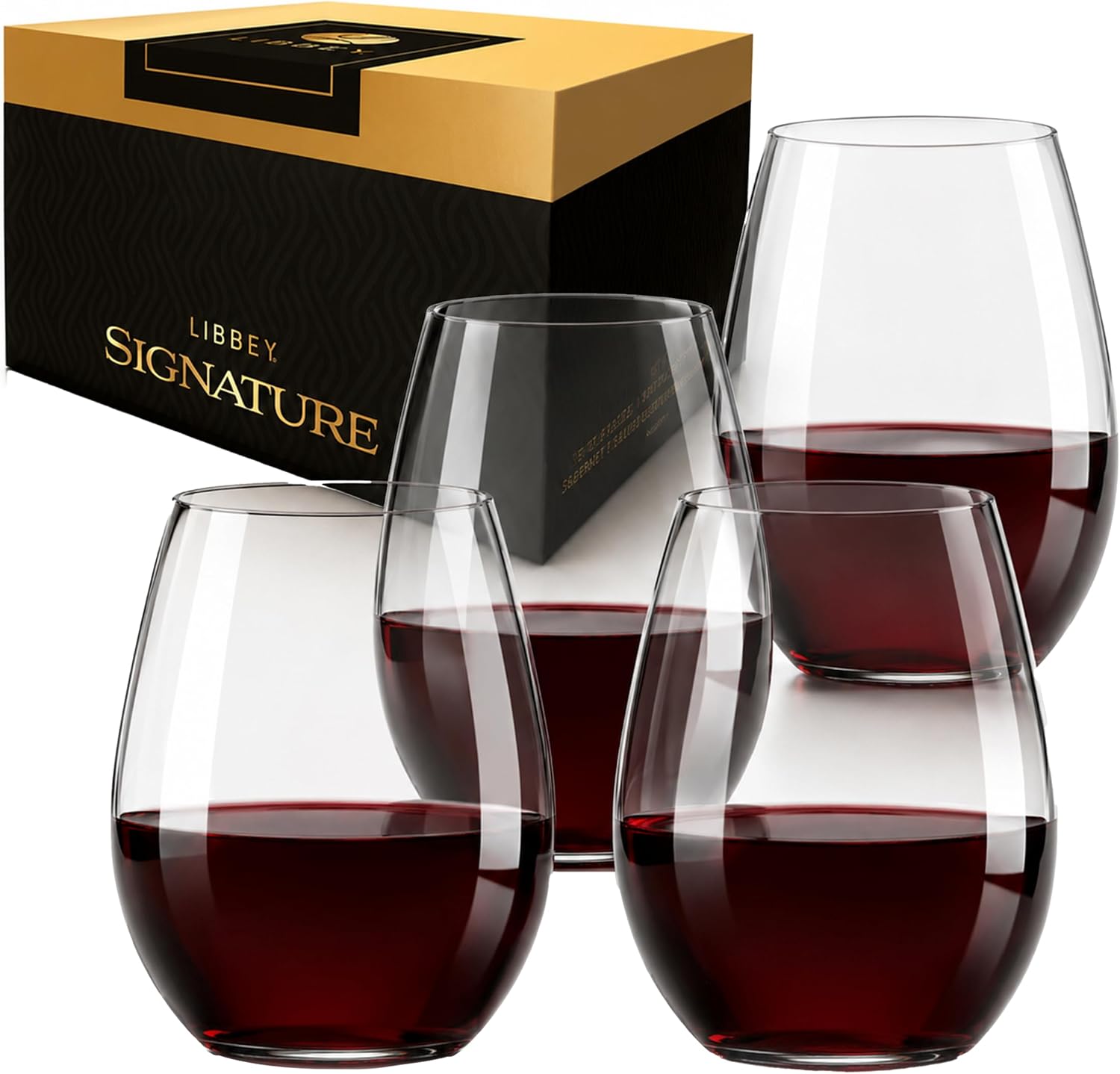 Libbey Signature Kentfield Estate All Purpose Wine Glasses Set of 4, Long Stem Wine Glasses for Red and White Wine, Perfect Glass Goblet Gift Set