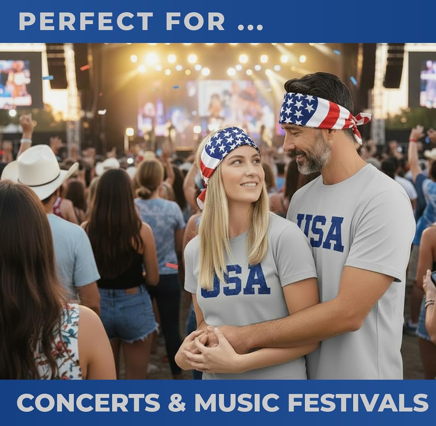 Costume Adventure American Flag Bandana Headband for Men and Women | Men's Patriotic USA Flag Bandana USA Apparel Clothing Bandanna America Apparel