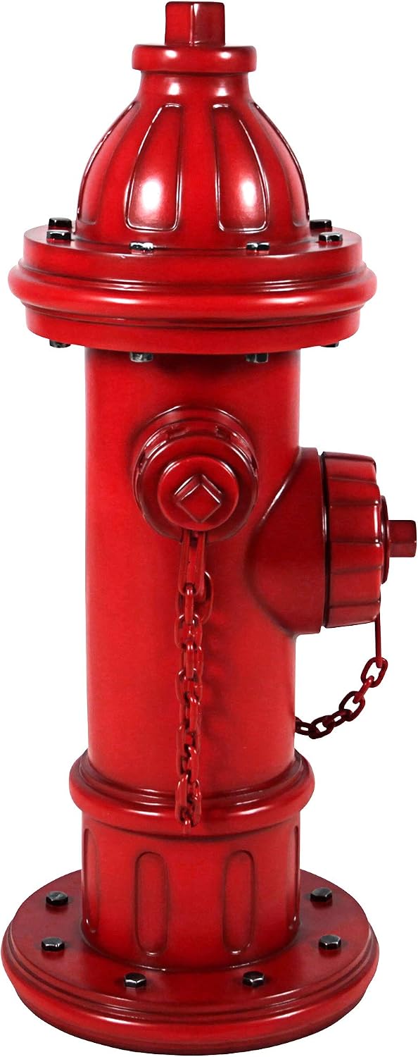 Design Toscano Dog's Second Best Friend Fire Hydrant Pee Post Indoor/Outdoor Statue, Medium 14 Inch Tall, Cast Stone Resin, Red Painted Finish
