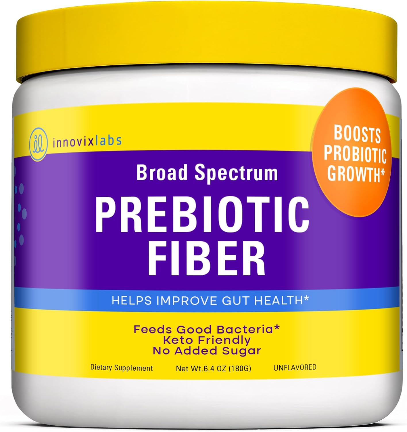InnovixLabs Prebiotic Fiber Powder for Digestive & Gut Health (6.4oz, 180g) | High Fiber Supplement for Women & Men