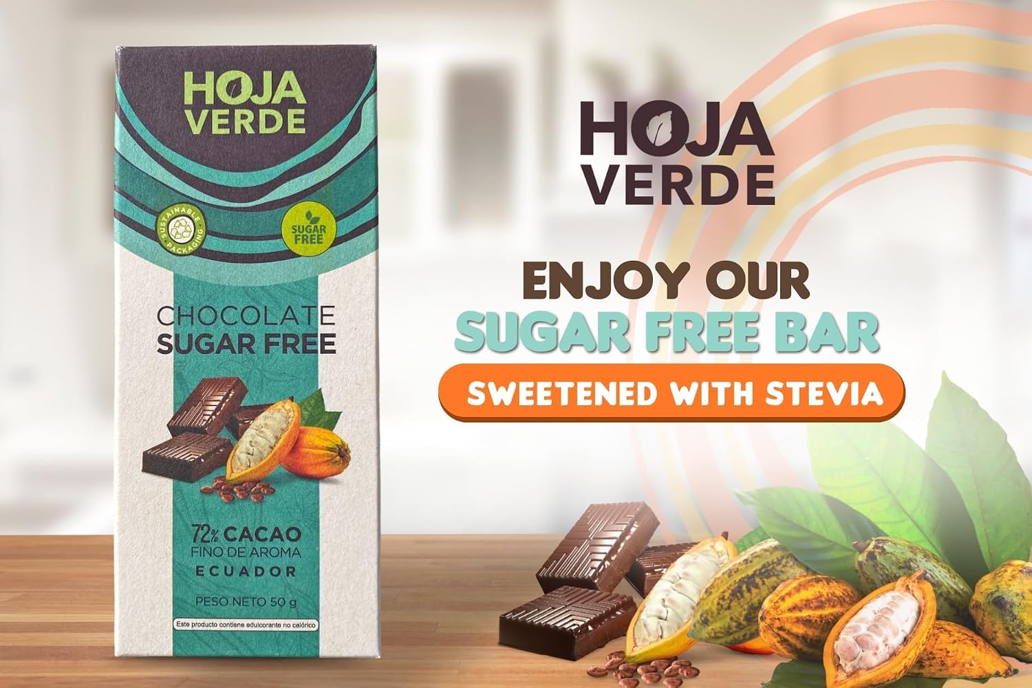 Hoja Verde Dark Chocolate Sugar, Dairy Free Bars, Keto Friendly, Certified Organic | Vegan, Natural, Non-GMO and Gluten Free (100% Pure)