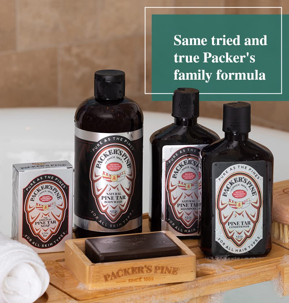 Packer's Pine Tar Shampoo for Men | Soothing Cleanser for Dry, Itchy & Flaky Scalp | Helps Dandruff, Psoriasis & Seborrheic Dermatitis | USA Made, Paraben & Sulfate Free (Pack of 1)