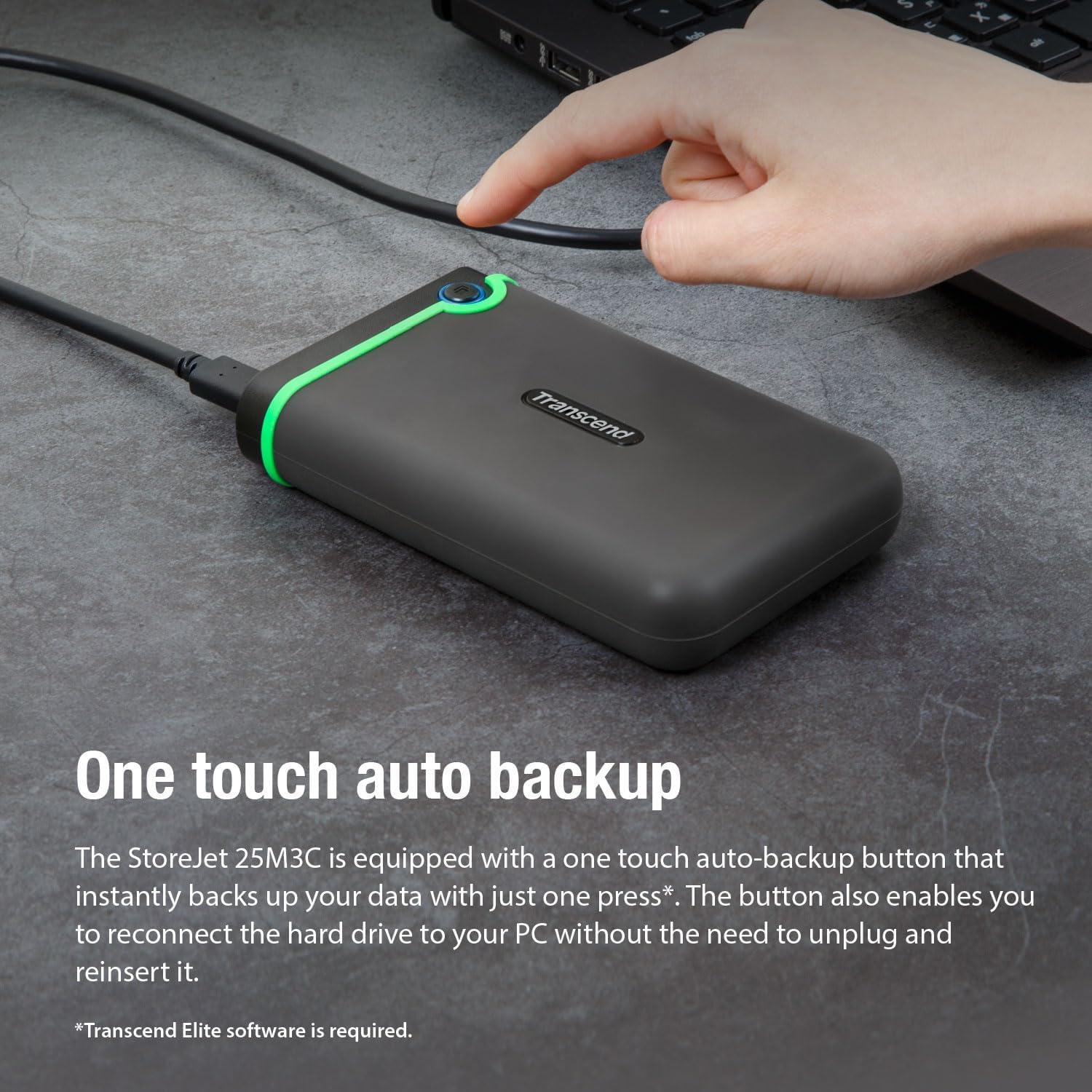 Transcend 4TB StoreJet 25M3 Rugged Portable HDD, One Touch Backup
