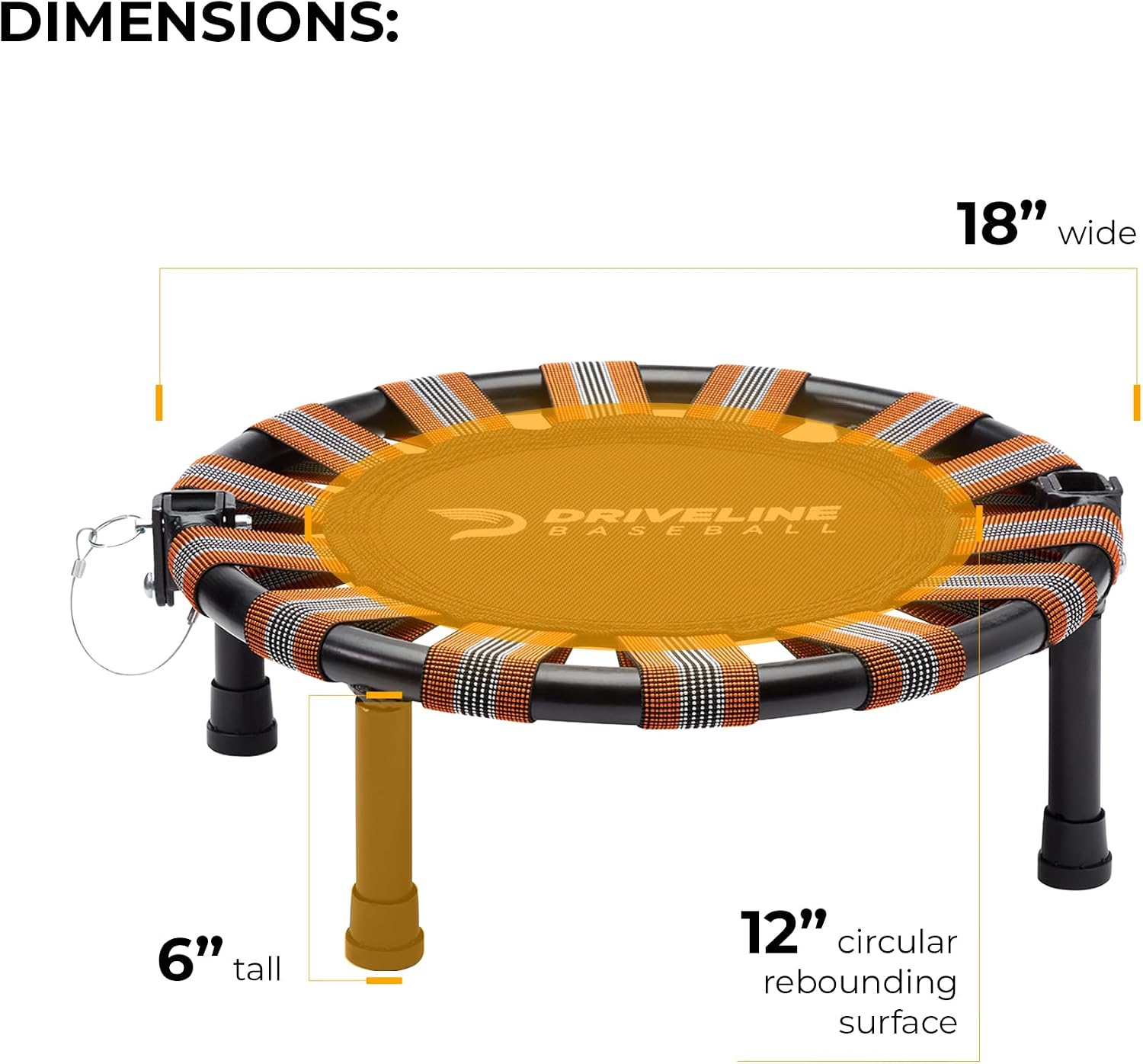 Driveline Baseball Shoulder Recovery Mini Trampoline (18-Inch) Portable with Carrying Case