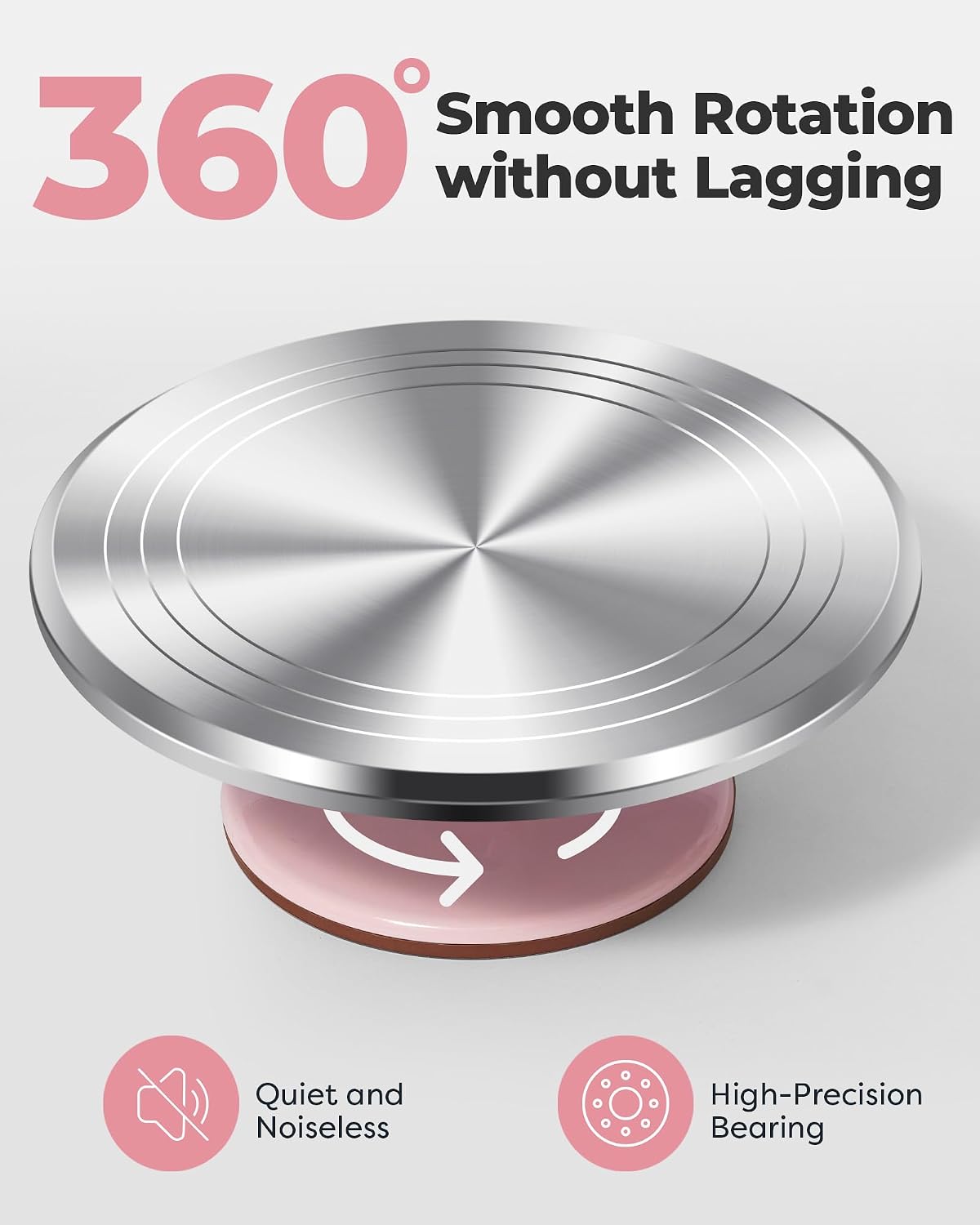 Kootek Aluminum Cake Stand Turntable Set for Decorating Baking Kit, 12" | Beginner-friendly, Baking Supplies Tools with Cake Stand Turntable for Decorating and Display, 2 Spatulas, 3 Icing Scrapers