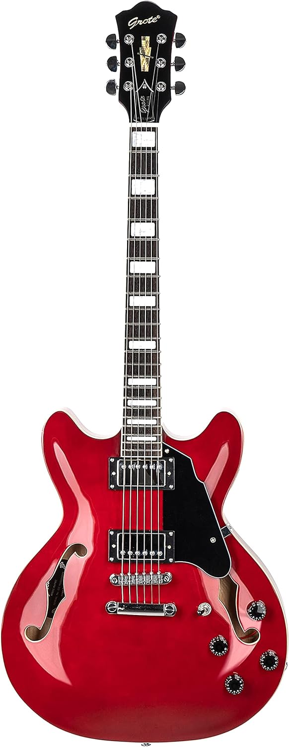 Grote Full Scale Electric Guitar Semi-Hollow Body Guitar Stainless Steel Frets (Vintage Sunburst)