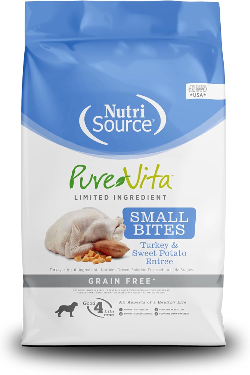 NutriSource Pure Vita Limited Ingredient Grain Free Dry Dog Food, Salmon and Peas, 25LB | Limited Ingredient, Single Protein, Sensitive Stomach, Allergy, Sweet Potato, Skin and Coat