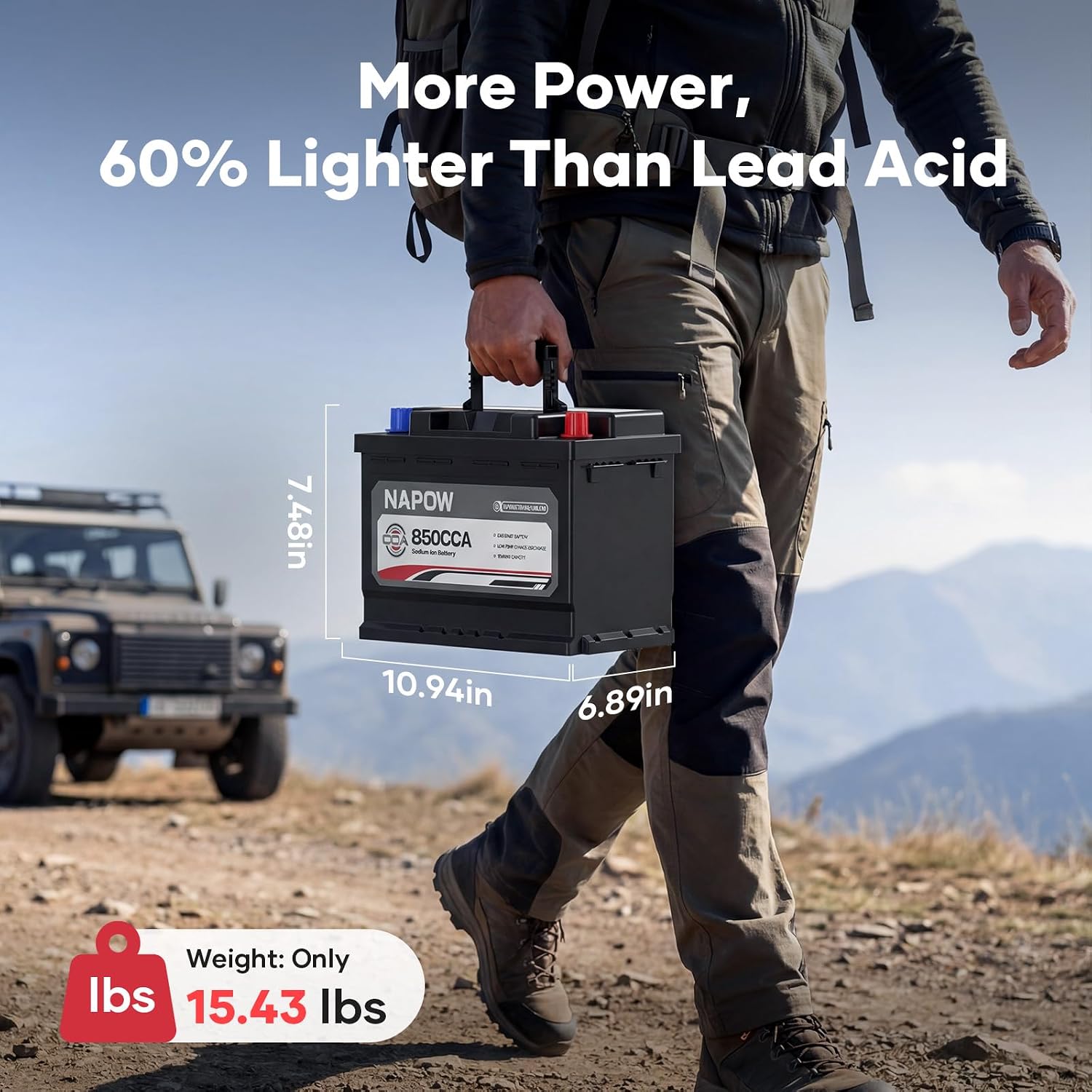 12V 70Ah Sodium Ion Car Battery, 1000CCA IP65 Waterproof Automotive Group Size 49 Battery for Car RV Marine