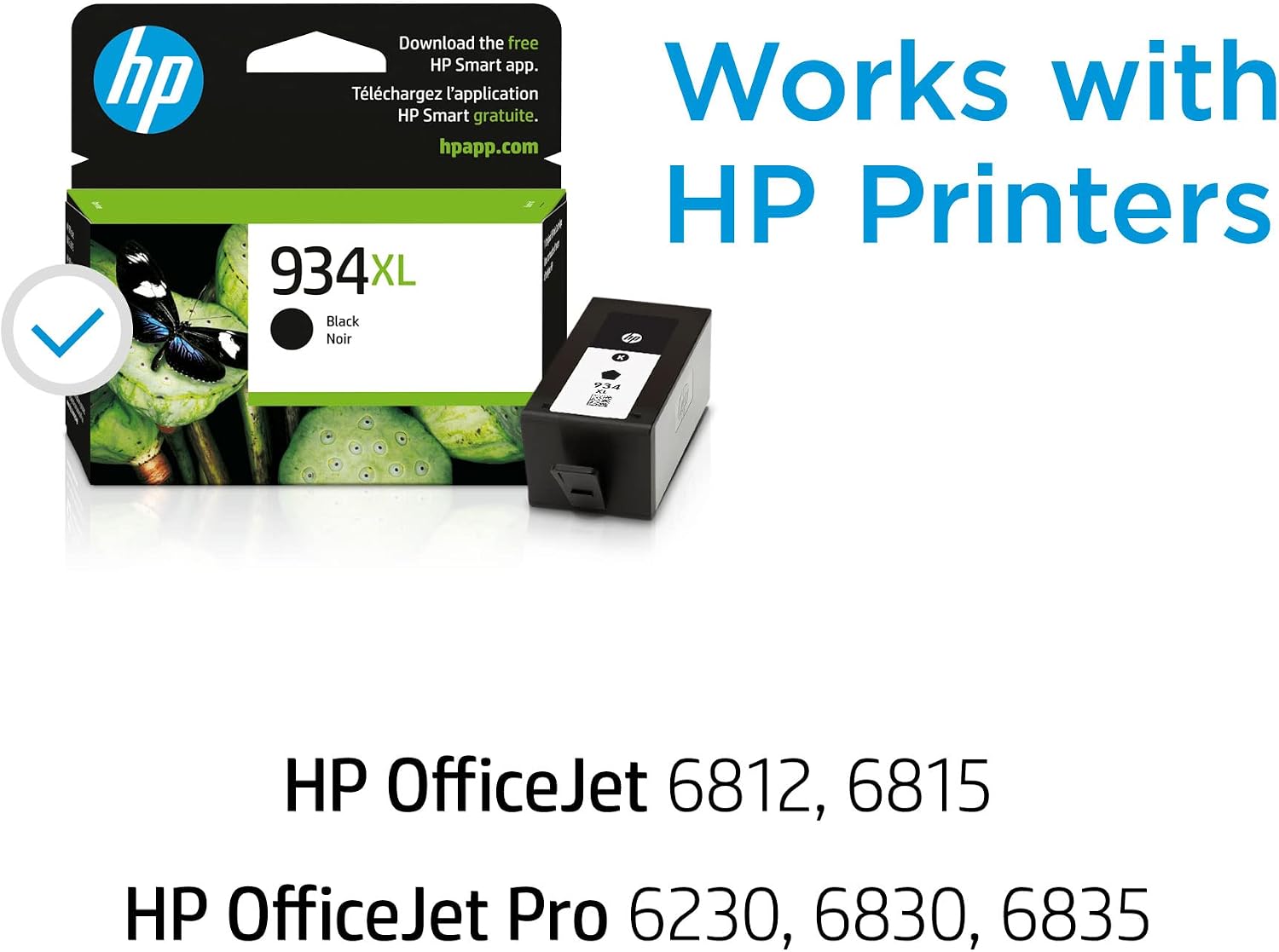 HP Original 935 Cyan, Magenta, Yellow / 934XL Black Ink Cartridges (4-Pack) | Works OfficeJet 6810; OfficeJet Pro 6230, 6830 Series | N9H66FN