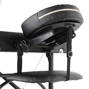 adjustable headrest, aluminum frame, sturdy reinforced, holds 450 lbs., arm sling, armrests