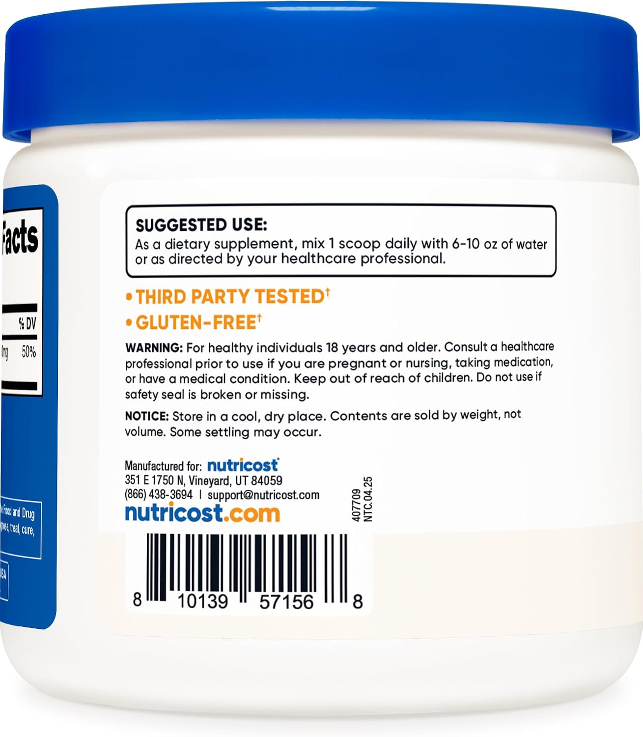 Nutricost Magnesium Glycinate Powder (250 Grams) Unflavored