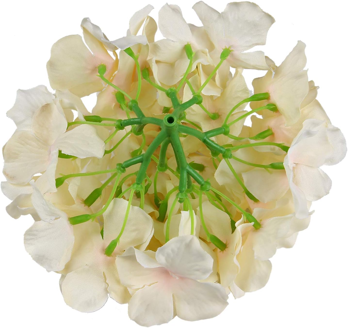 Silk Hydrangea Heads Artificial Flowers Heads with Stems for Home Wedding Decor,Pack of 10 (White)
