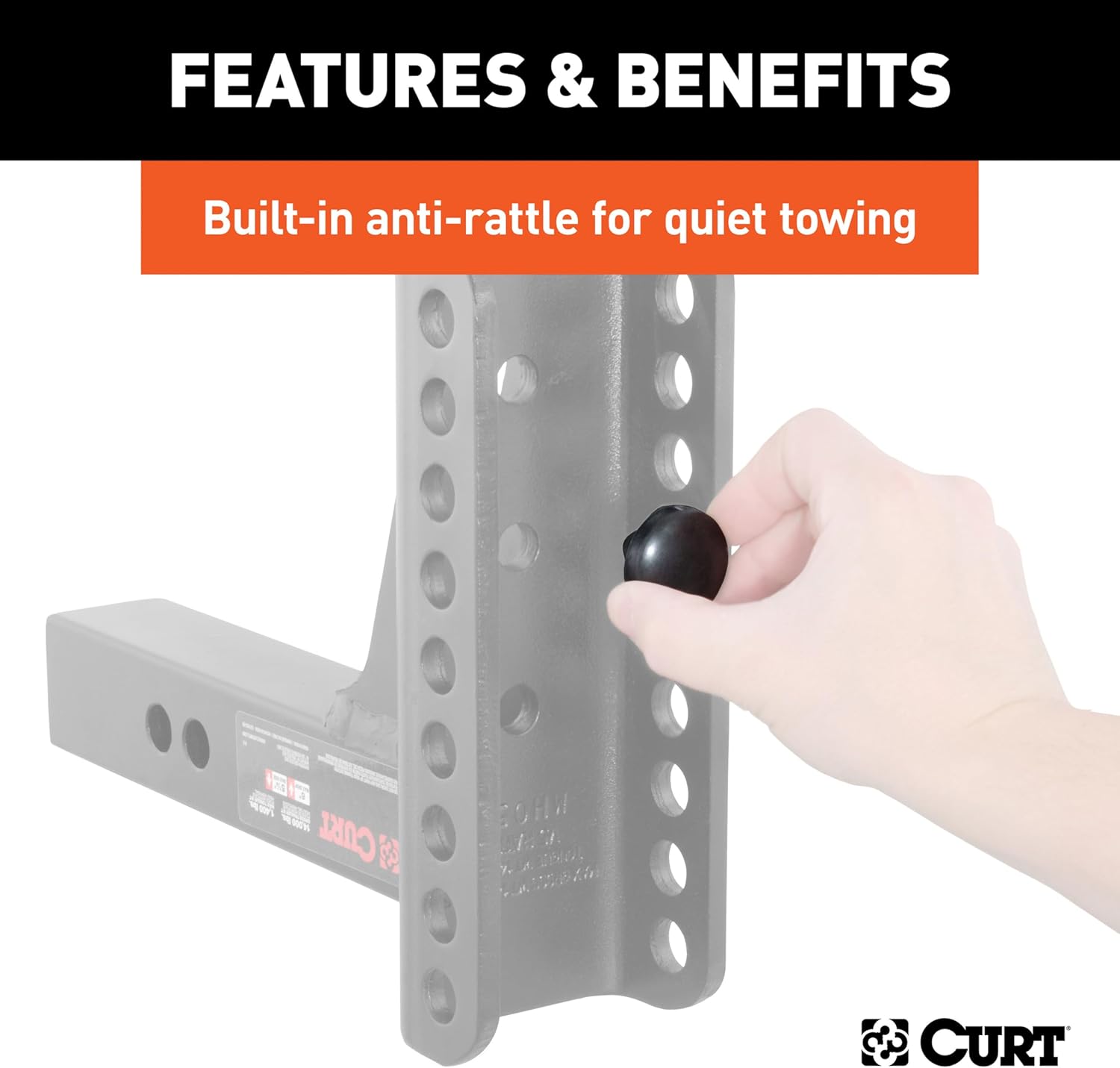 CURT 45900 Adjustable Dual-Ball Channel Mount, 2" Shank, 6" Drop | 2" Ball Rated 10, 000 lb, 2-5/16" Ball Rated 14, 000 lb, 5-1/4" Rise