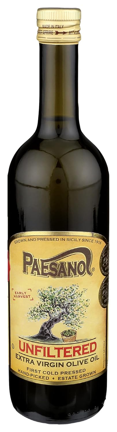 Paesanol Extra Virgin Olive Oil, Unfiltered, 33.8 Fl Oz (1L) | High Polyphenol, Premium First Cold Pressed, Hand Picked, Early Harvest in Sicily, Award Winning Italian EVOO