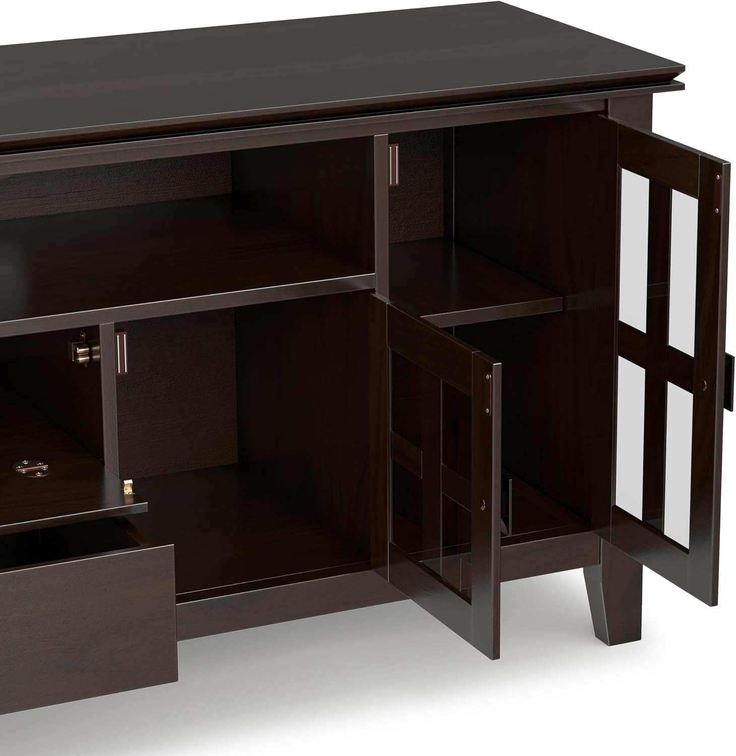 SIMPLIHOME Artisan 53" Wide Solid Wood TV Stand in Russet Brown