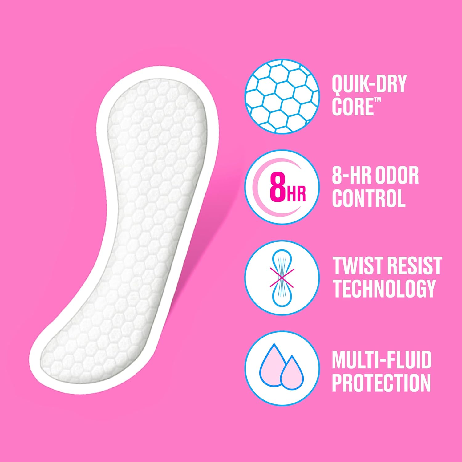 Carefree Panty Liners for Women, Regular, Wrapped, Unscented, 54 ct