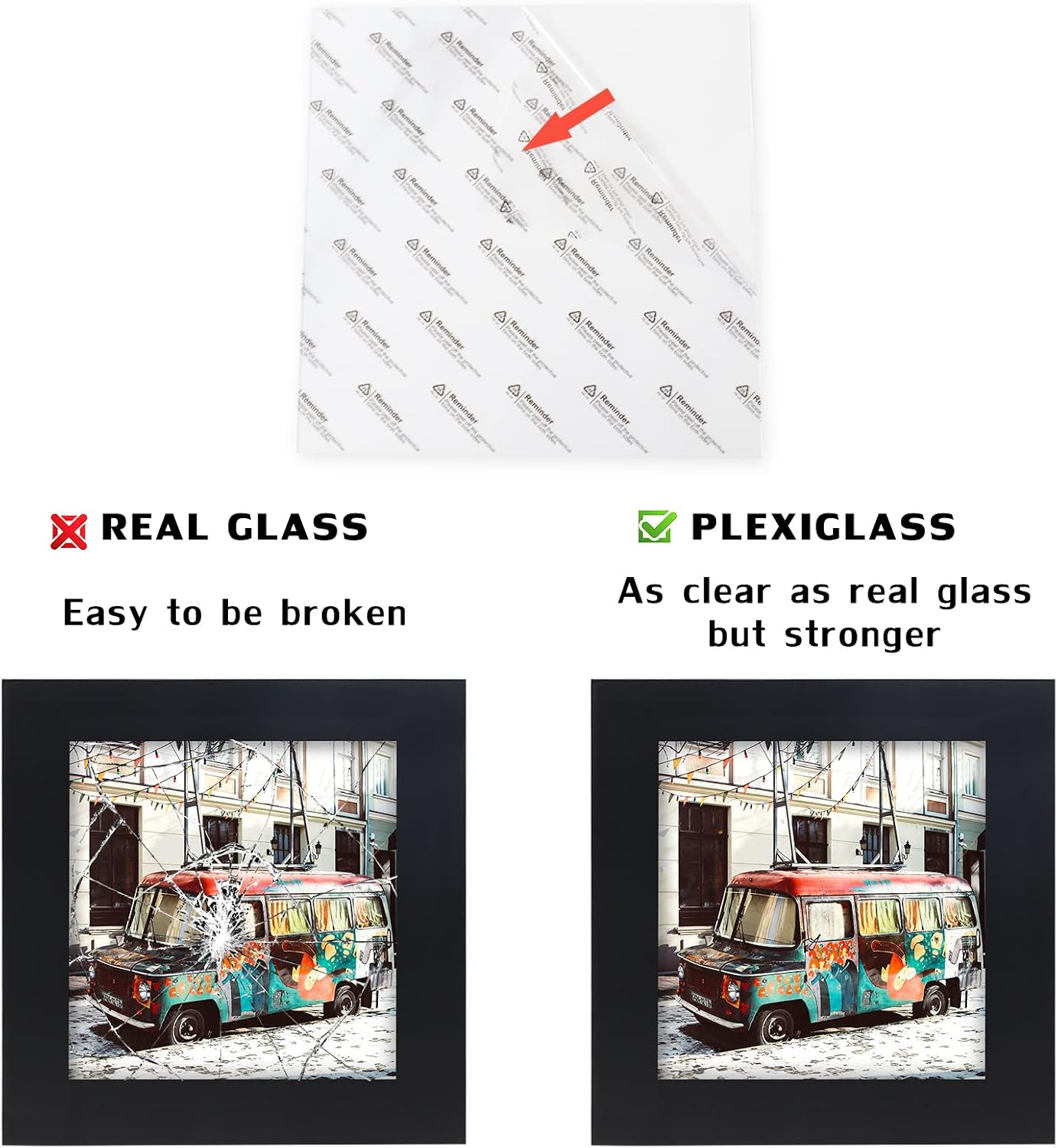 WUTL 8x8 Black Picture Frames Square