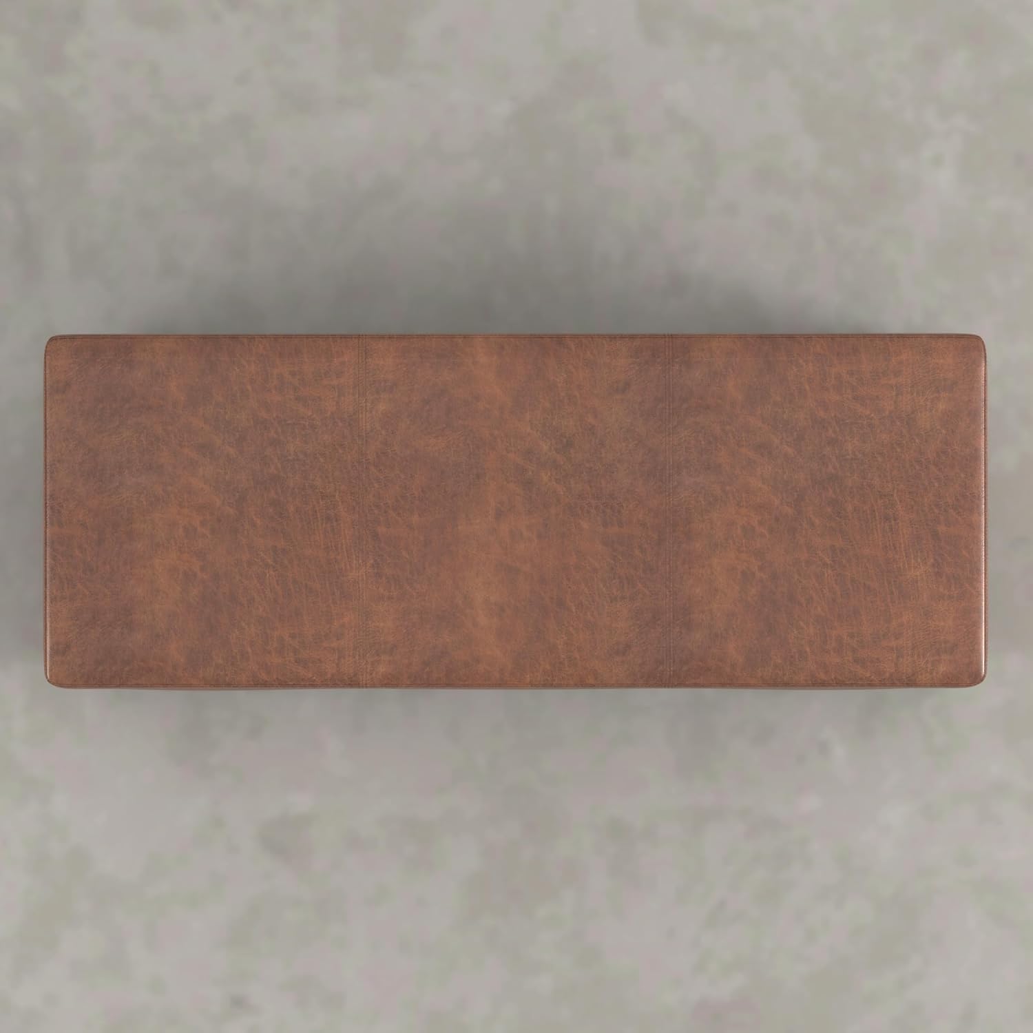 SIMPLIHOME Avalon 54" Wide Vegan Leather Storage Ottoman in Tanners Brown