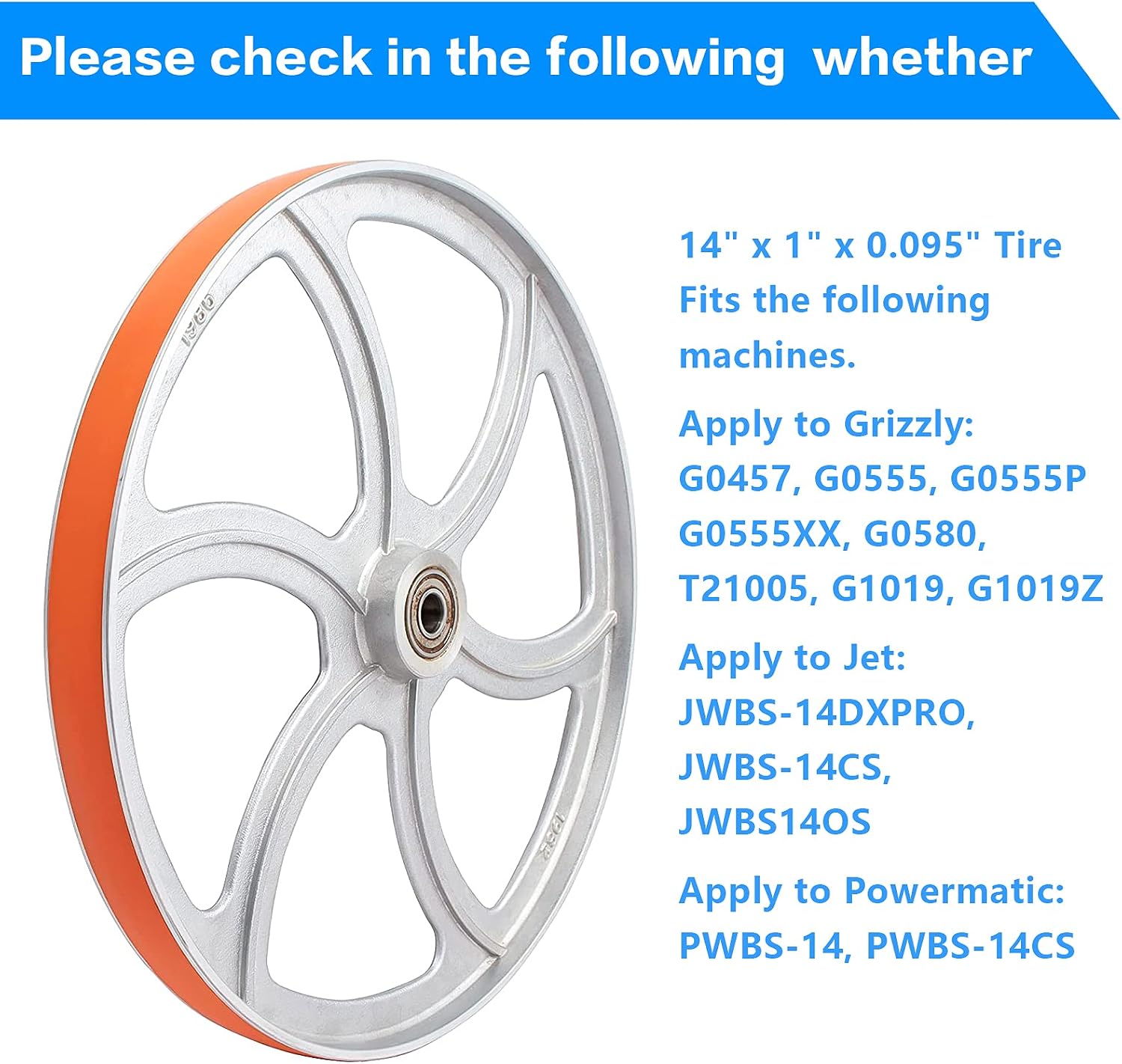 Urethane Band Saw Tires 14" x 1" x .095" for Grizzly Jet Powermatic Delta