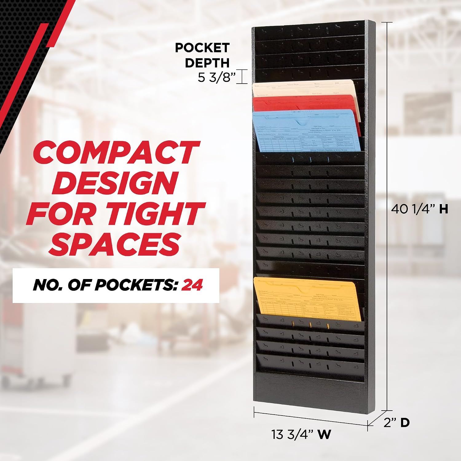 CHAMP Repair Order Rack, 18-Pocket Wall Mount Organizer, Gray
