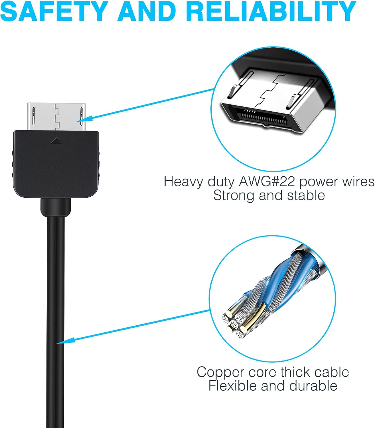 3.9ft PS Vita Charger Cable, 2 in 1 USB Data & Power Charger Cord Replacement for PlayStation Vita 1000 (Only Compatible with PSV 1000)