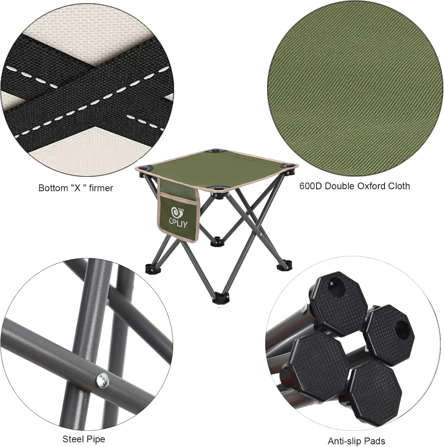 Opliy Camping Stool, Folding Small Chair Portable Camp Stool for Camping Fishing Hiking Gardening and Beach, Camping Seat with Carry Bag (Blue-Leaf)