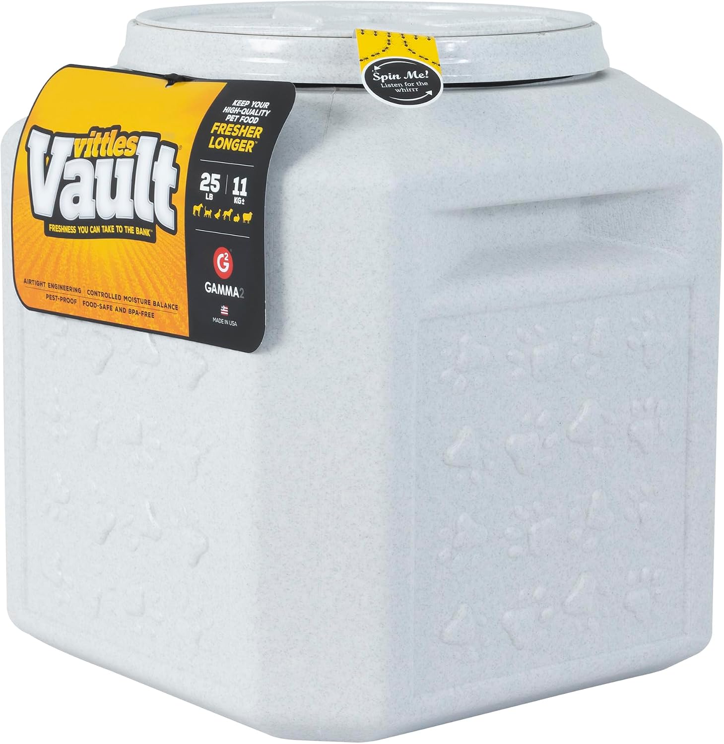 Gamma2 Vittles Vault Pet Food Storage Containers - Sealed Dog and Cat Food Storage Container, Fits up to 25lbs, Made in the USA - [12"L x 13.75"H] | Made in USA, 12 inch long by 13.75 inch tall, airtight lid keeps kibble fresh and pests out, a durable pa…