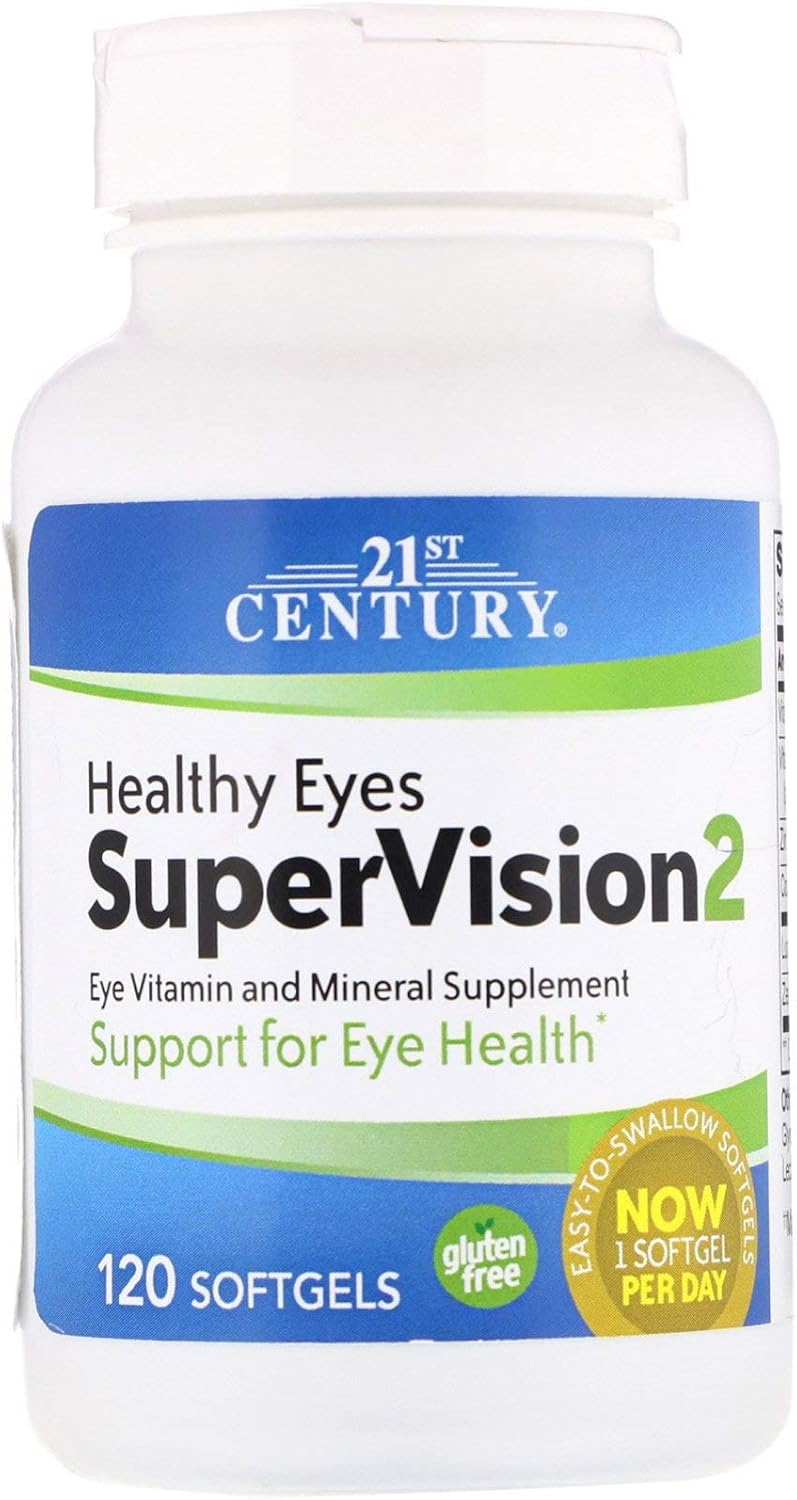 21st Century Healthy Eyes SuperView Eye Vitamin Softgels, 120 Count | High-Potency Eye Vitamin & Mineral Softgels with Vitamin C, Compare VS. Bausch + Lomb PreserVision® AREDS 2 Formula, Non-GMO