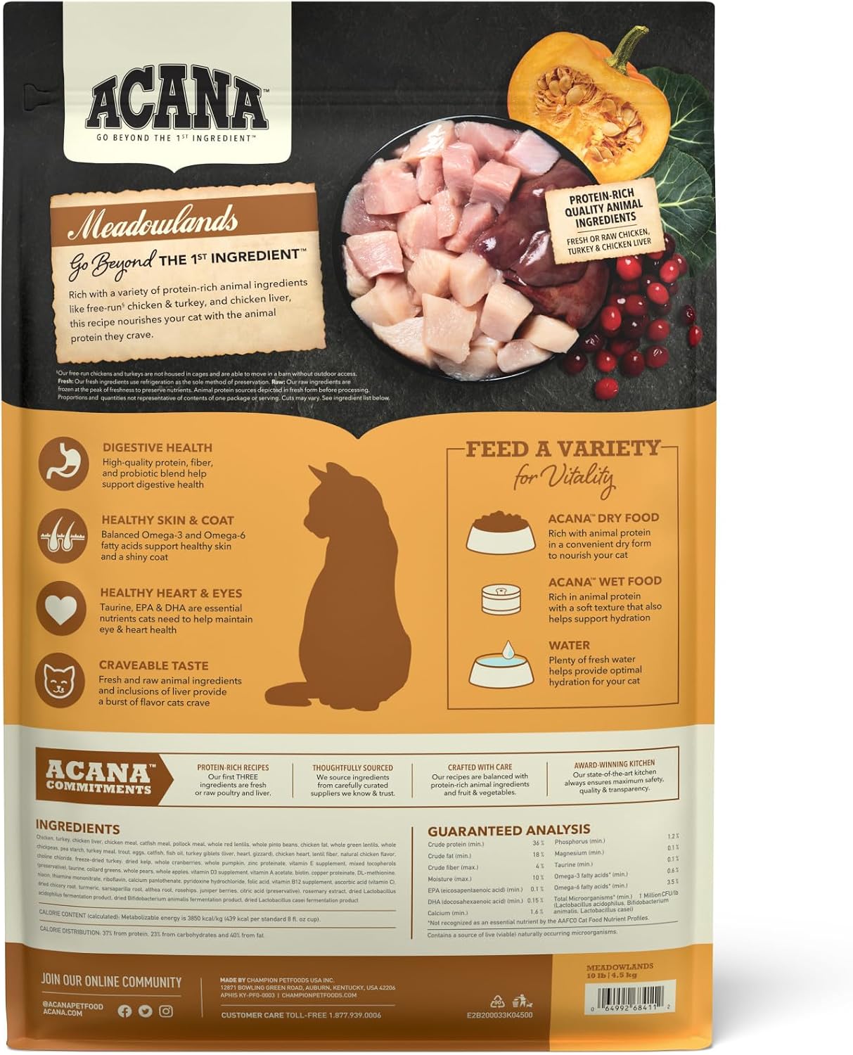 ACANA Grain-Free Dry Cat Food Meadowlands Recipe 4lb Bag