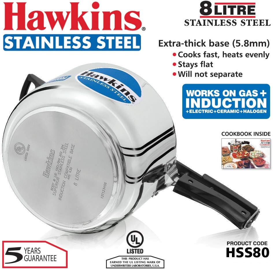Hawkins Stainless Steel 5.0 Litre Pressure Cooker