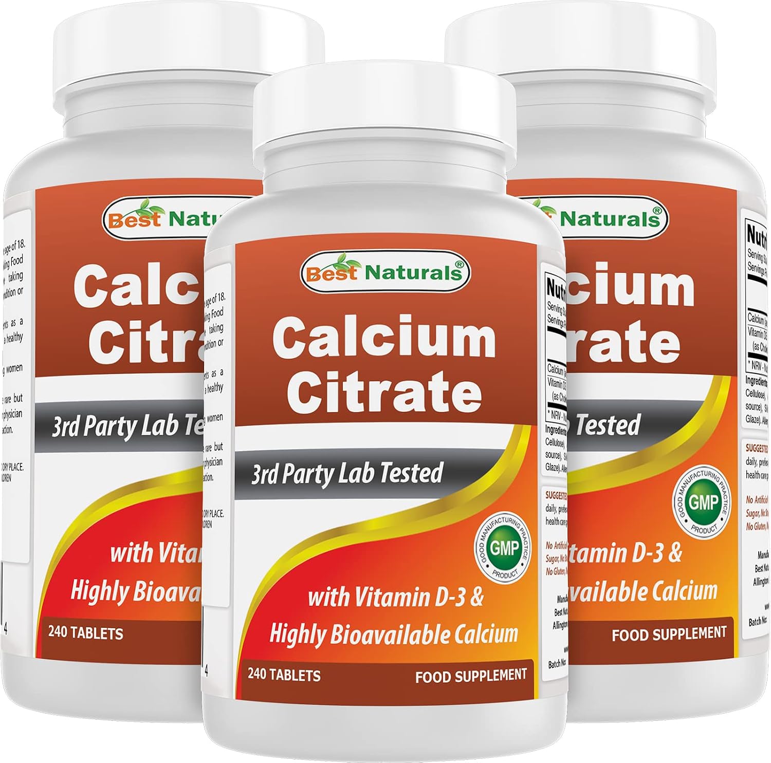 Best Naturals Calcium Citrate with Vitamin D-3 240 Tablets (240 Count (Pack of 1))