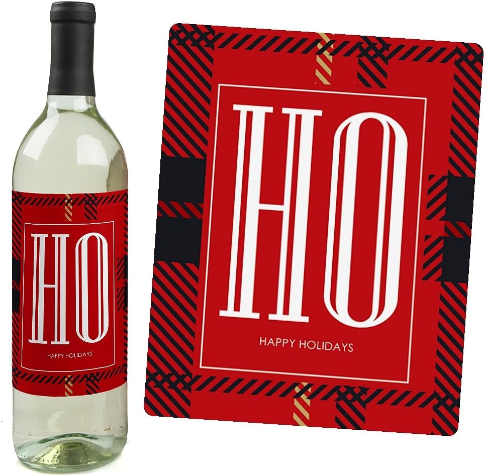 Big Dot of Happiness Ugly Sweater - Holiday and Christmas Wine Bottle Label Stickers - Set of 4