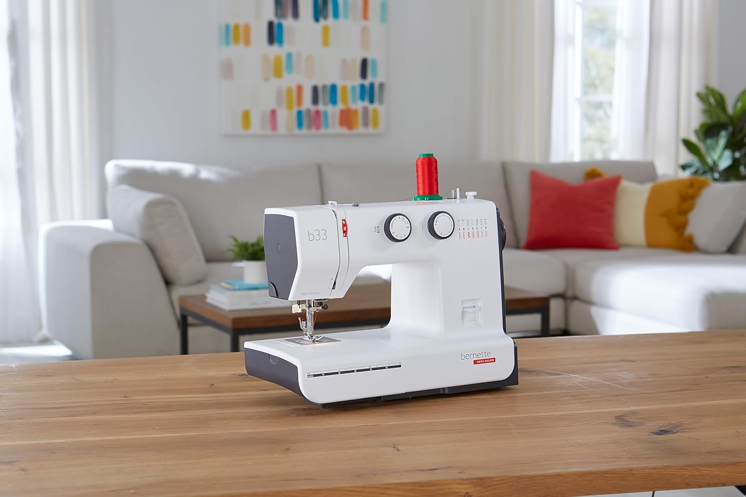 Bernette B33 Swiss Design Sewing Machine | Mechanical, Heavy-Duty, Portable, 15 Built-In Stitches, 5mm Stitch Width, Front-Loading Bobbin