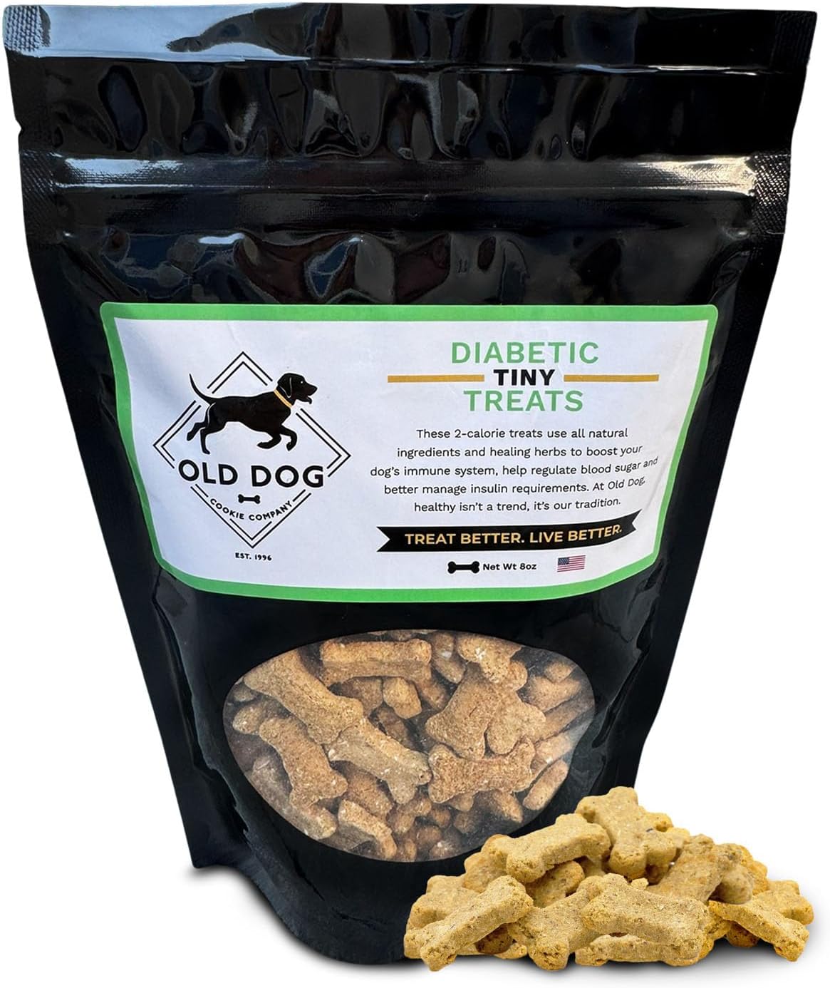 Old Dog Cookie Company Tiny Diabetic Dog Treats | All Natural, 2 Calorie, Vet Approved Pet Snacks | Top Treat for Dogs | Healthy Chews for Large